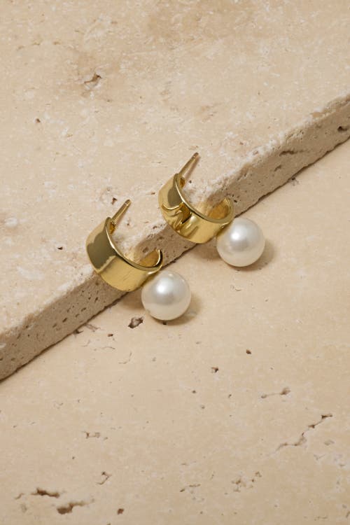 Untamed Petals Leah Pearl Hoops In Gold