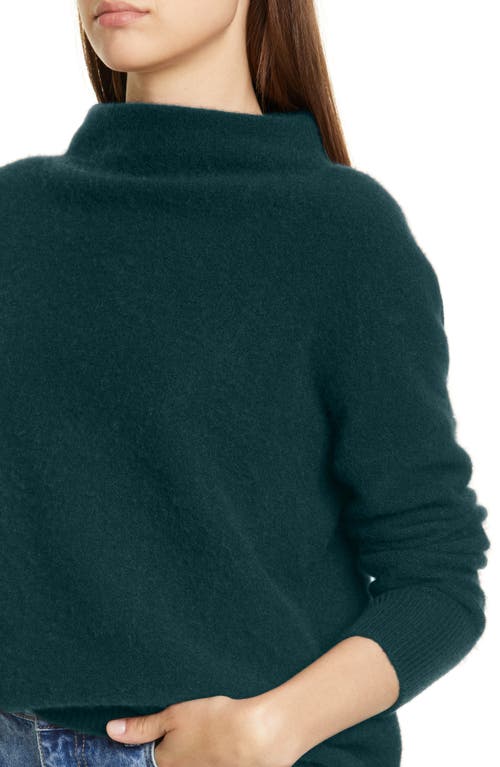 Vince Boiled Cashmere Funnel Neck Pullover In Green