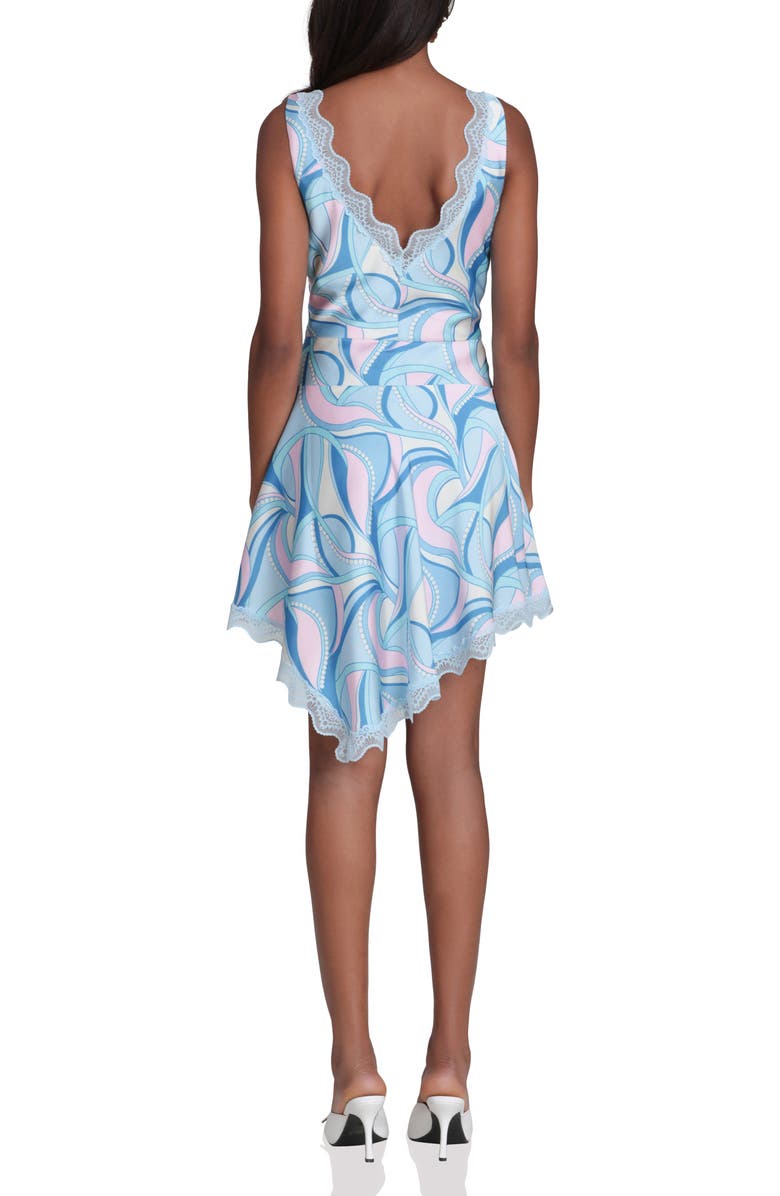 Avec Les Filles Lace Trim Bias Cut Satin Minidress, Alternate, color, Mermaid Paisley