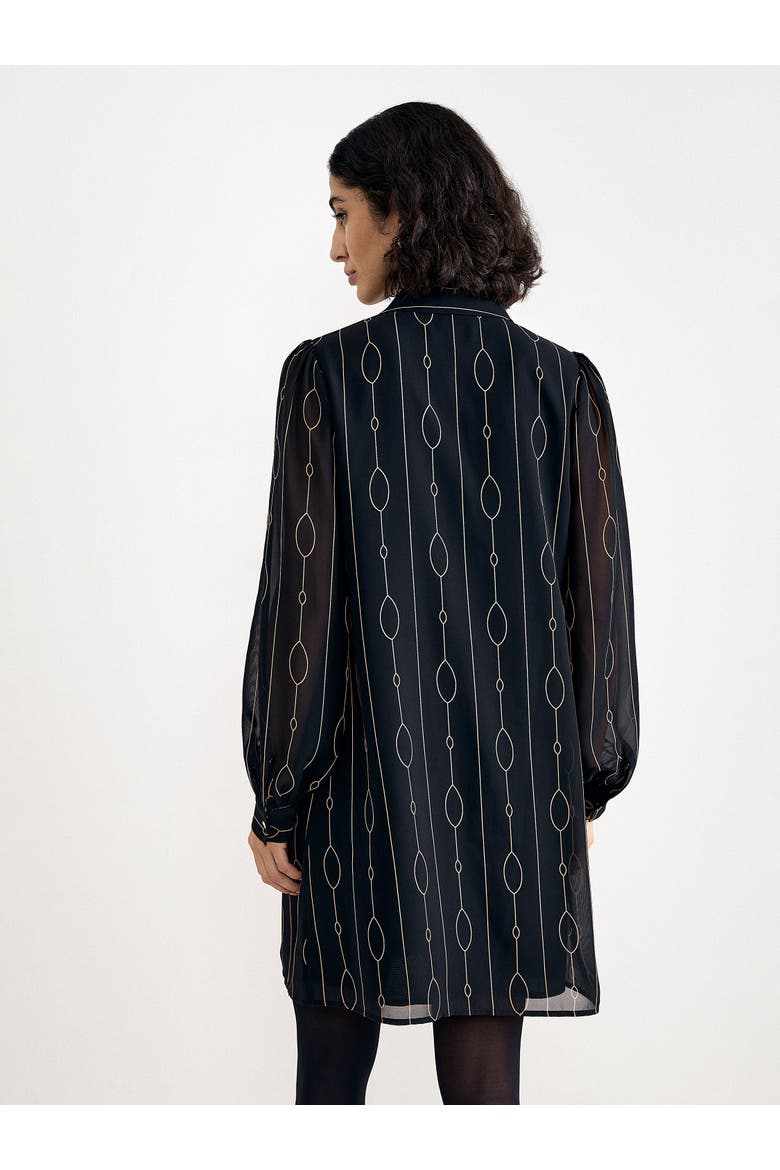 Candice Long Sheer-Sleeve Dress, Alternate, color, Black