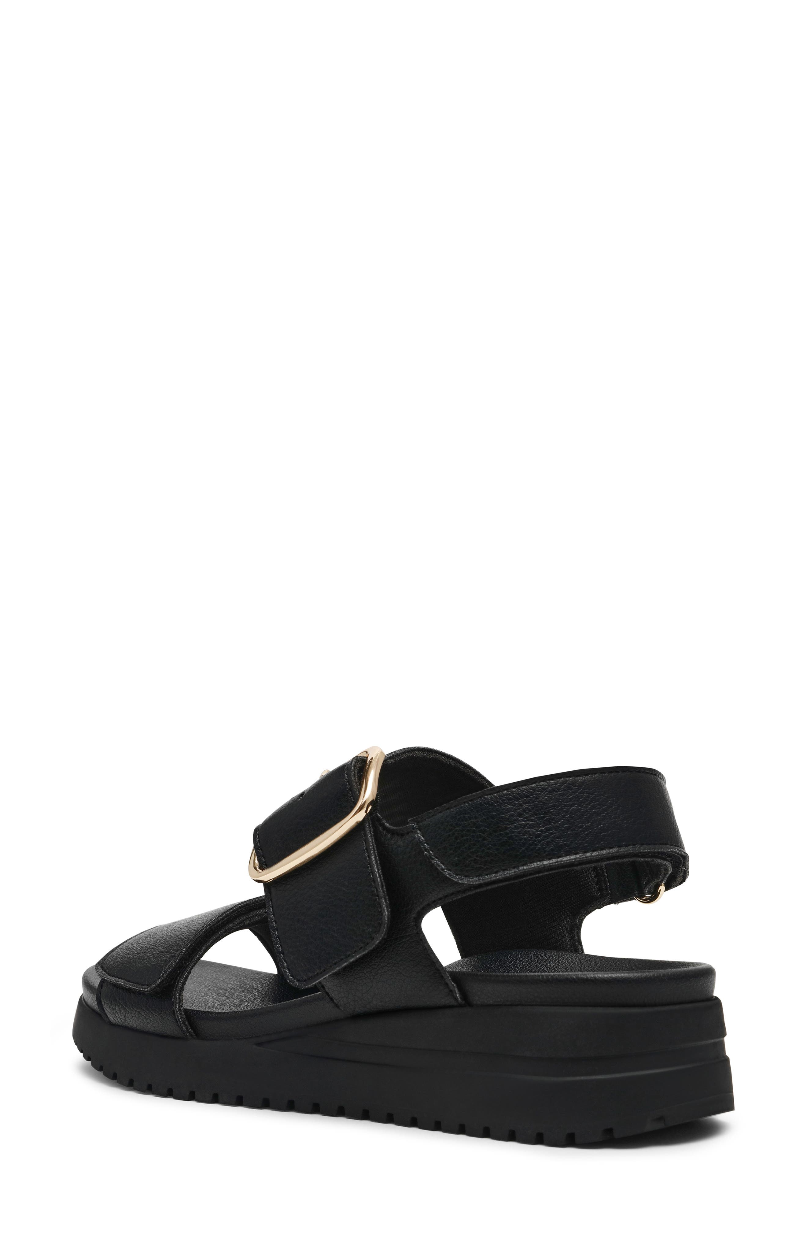 Anne Klein Evanti Ankle Strap Platform Sandal, Alternate, color, Black