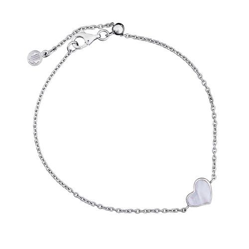 Jan Leslie Heart Bracelet Set In Sterling Silver In White