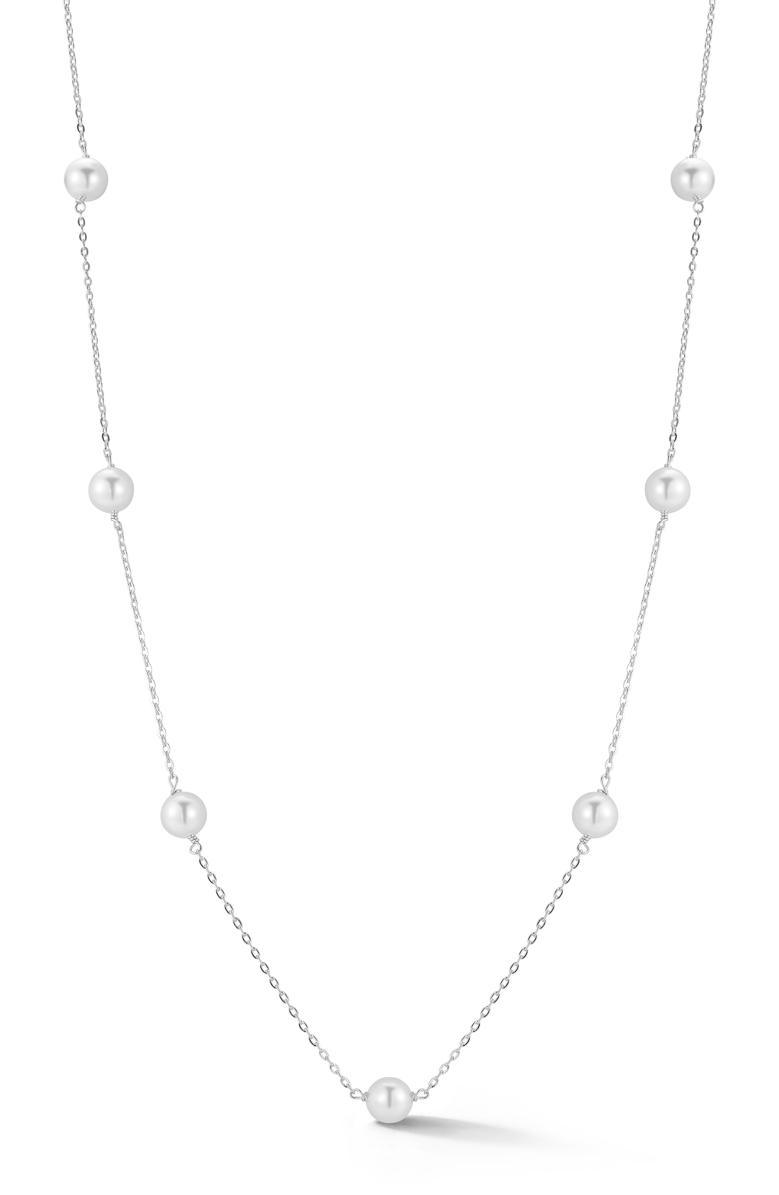 GLAZE JEWELRY 6mm Pearl Station Chain Necklace