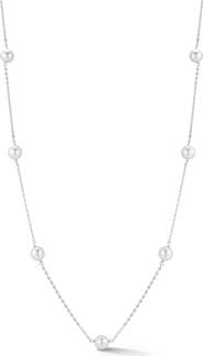 GLAZE JEWELRY 6mm Pearl Station Chain Necklace