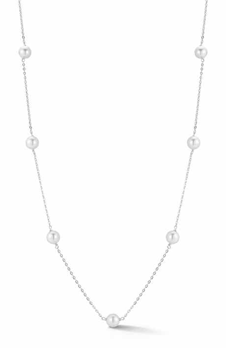 GLAZE JEWELRY 6mm Pearl Station Chain Necklace
