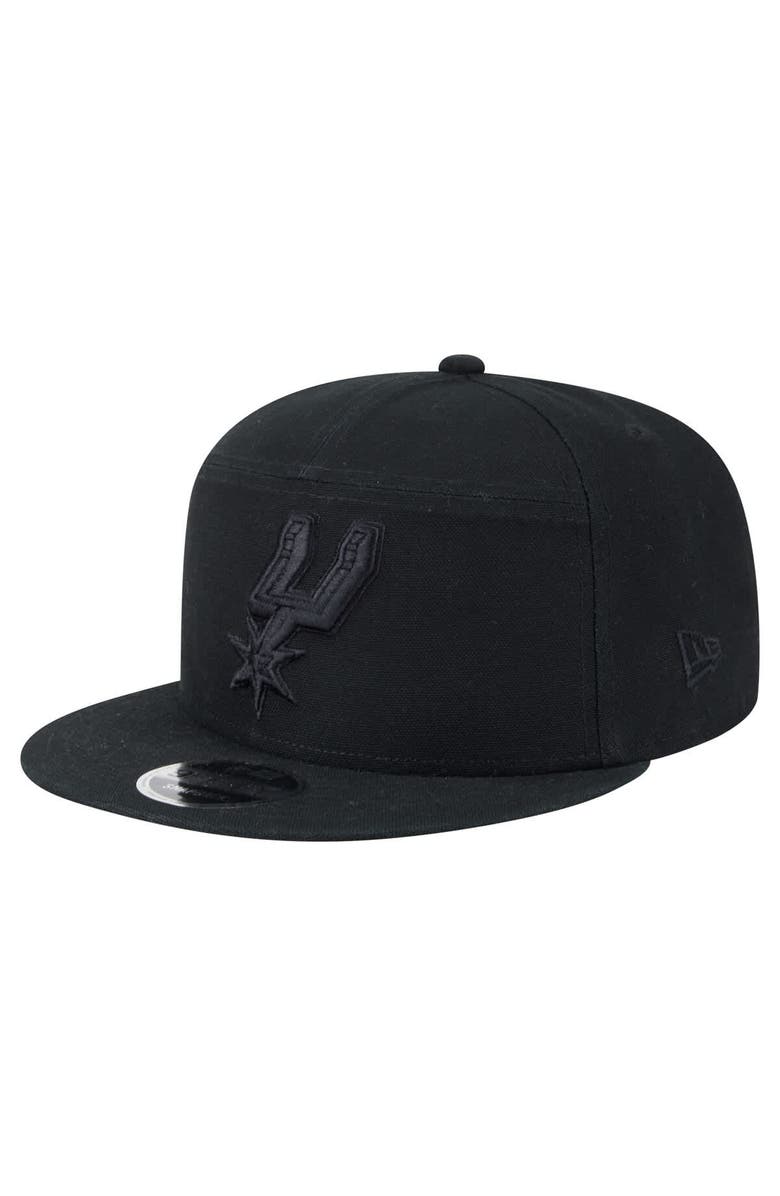 New Era Men's New Era Black San Antonio Spurs Adventure Canvas Split Panel 9FIFTY Snapback Hat, Main, color,