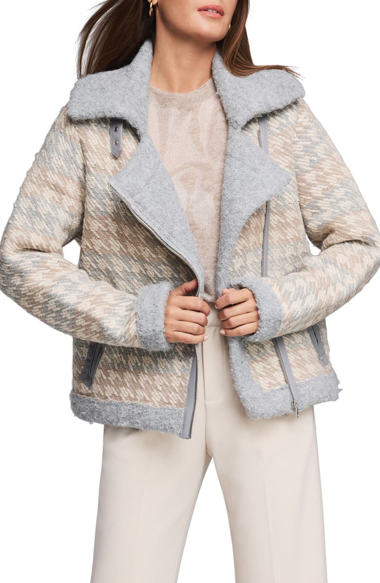 NIC+ZOE Houndstooth Bouclé Knit Jacket, Main, color, Neutral Multi