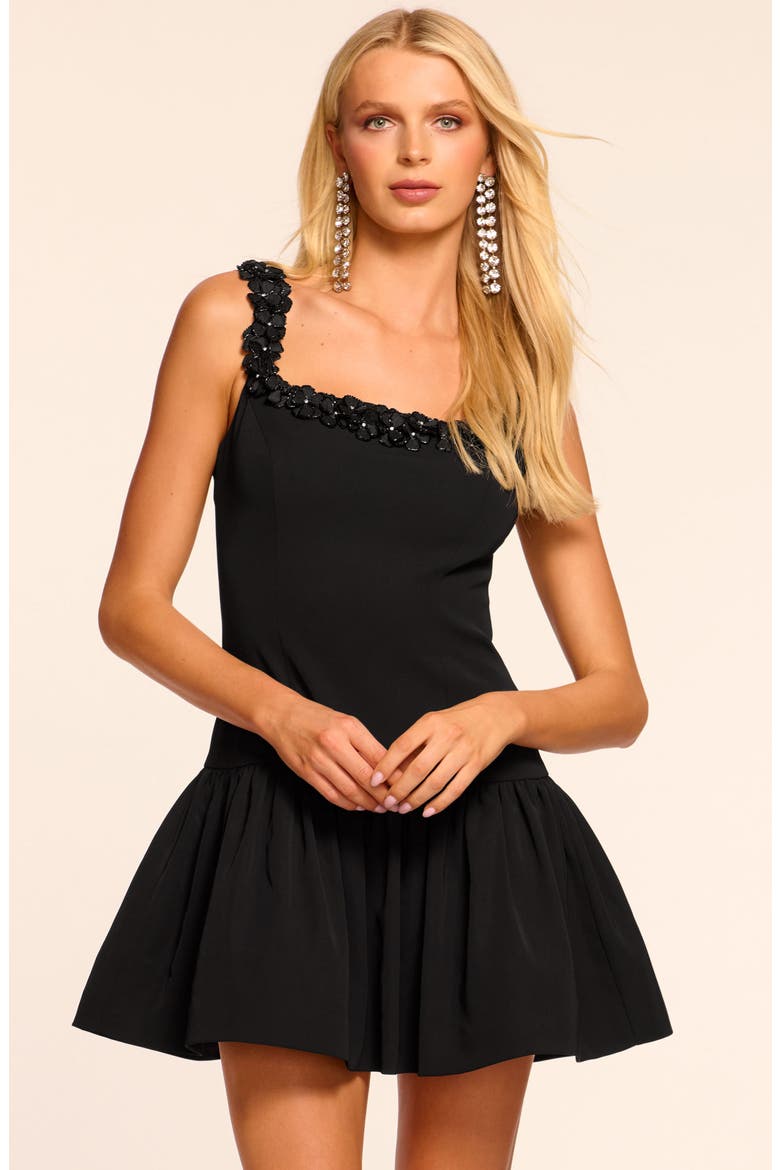 Lenna Sequin Floral Sleeveless Flare Minidress, Alternate, color, BLACK CREPE