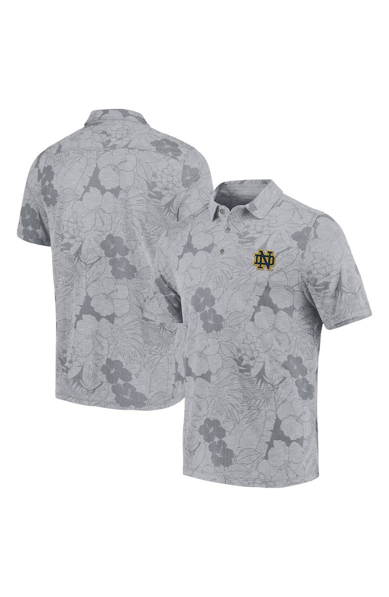 Tommy Bahama Men's Tommy Bahama Gray Notre Dame Fighting Irish Miramar Blooms Polo, Main, color,