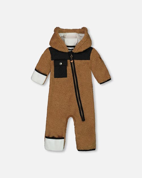 Deux Par Deux Baby Unisex Baby One-piece Mid-season Outerwear Tan And Black In Tan And Black