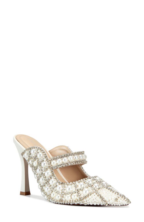Azalea Wang Enya Embellished Pointed Toe Mule In Silver