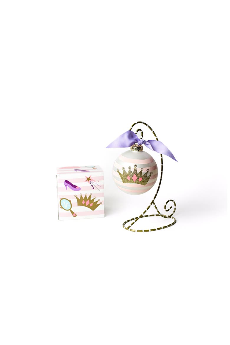 Dress Up Glass Ornament with Gold And White Stand, Main, color, White