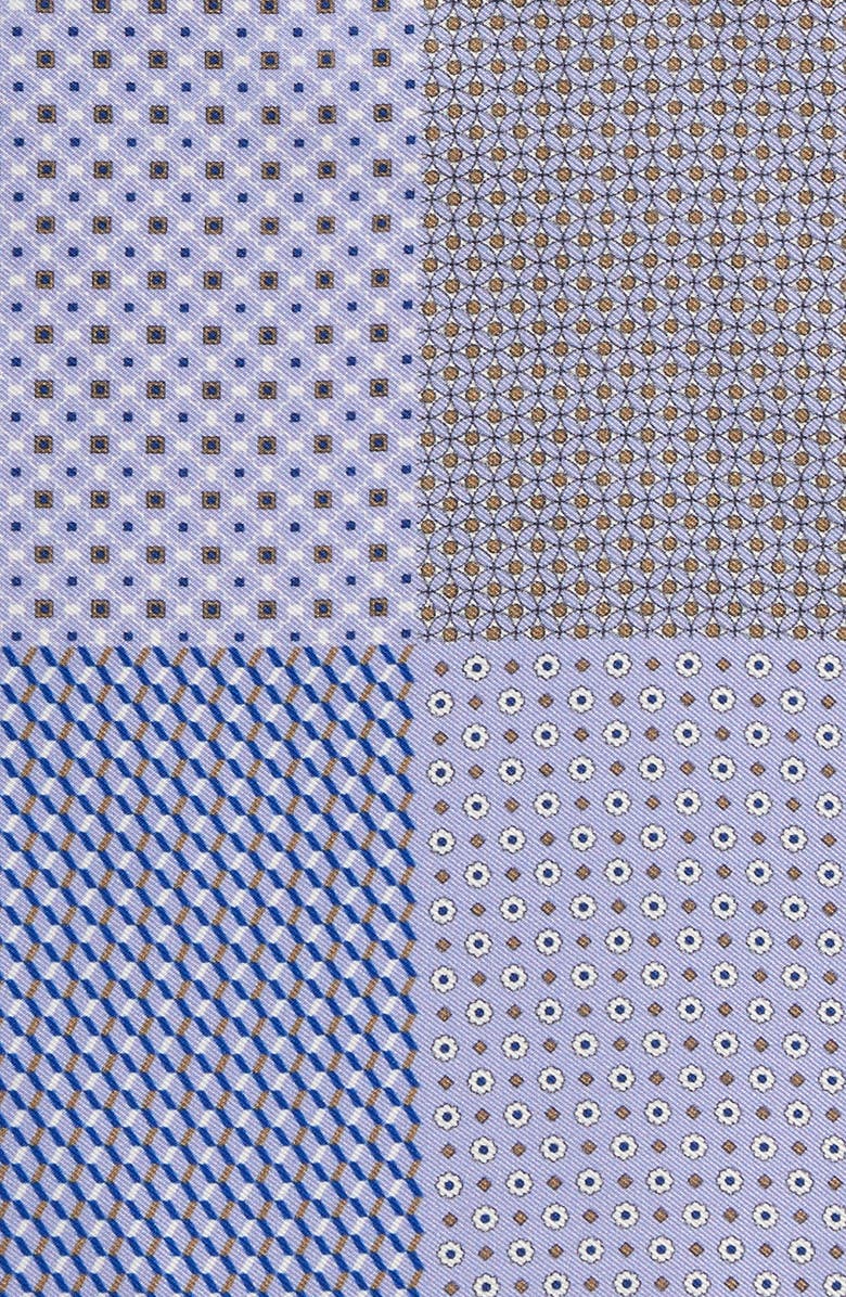 Eton Geometric Print Silk Pocket Square, Alternate, color, Purple