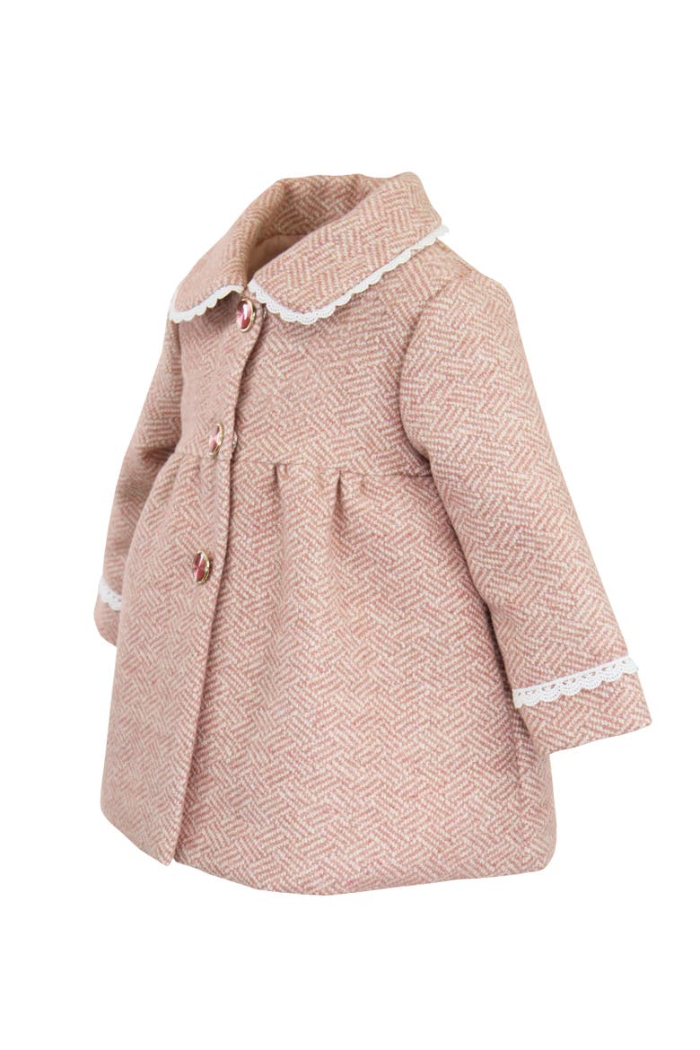 Faux Wool Tweed Scallop Trim Jewel Coat, Alternate, color, Crystal Pink