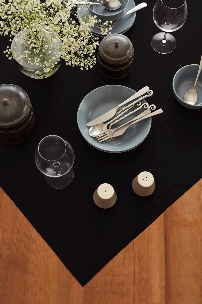 Cotton Linen Plain Table Throw 52 x 52 Inch - Dru, Alternate, color, Black