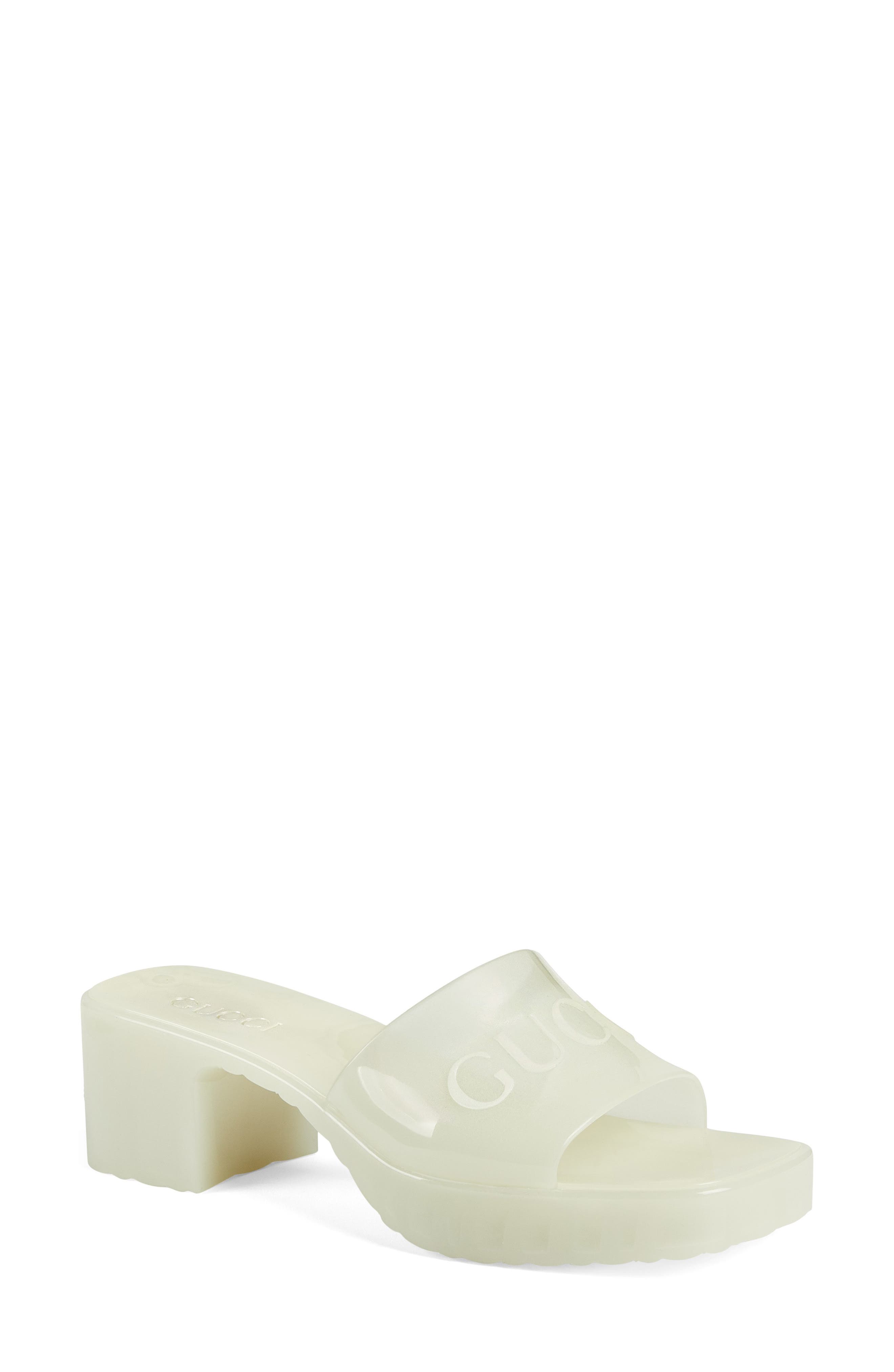 Plastique Logo Platform Slide Sandal, Main, color, GLOW IN THE DARK