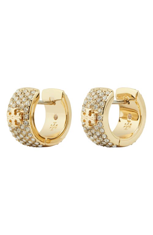 Tory Burch Pavé Huggie Hoop Earrings In Gold