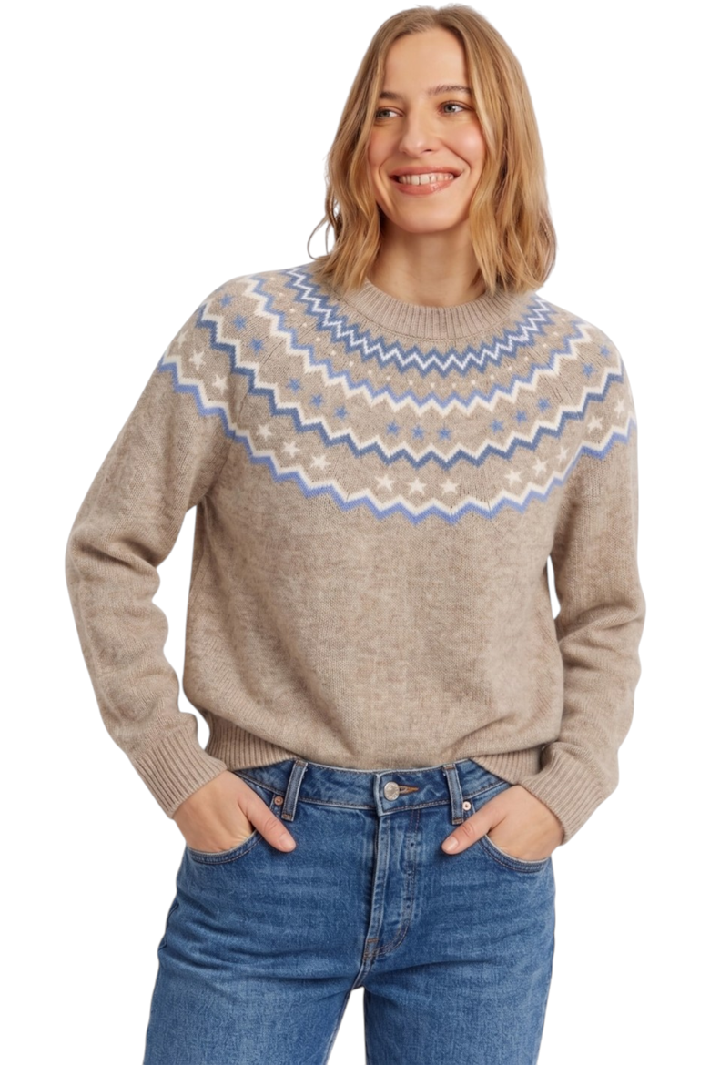 Wool Cashmere Star Yoke Sweater, Alternate, color, Warm Oatmeal