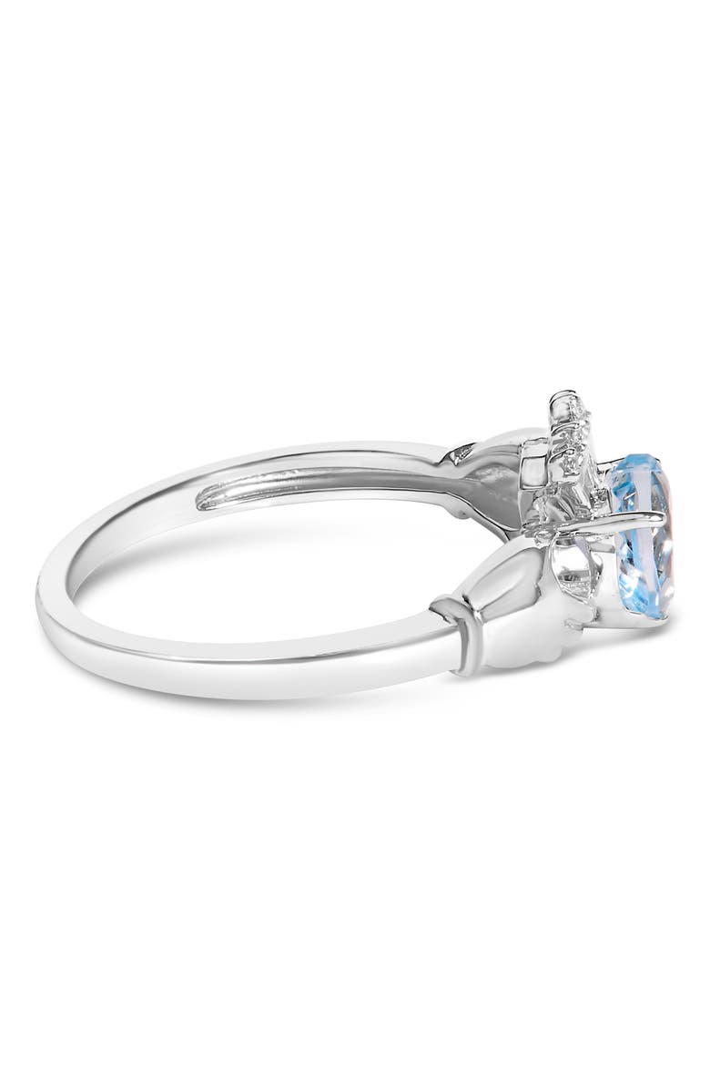 Haus of Brilliance Sterling Silver Blue Topaz Heart Claddagh Ring, Alternate, color, Silver