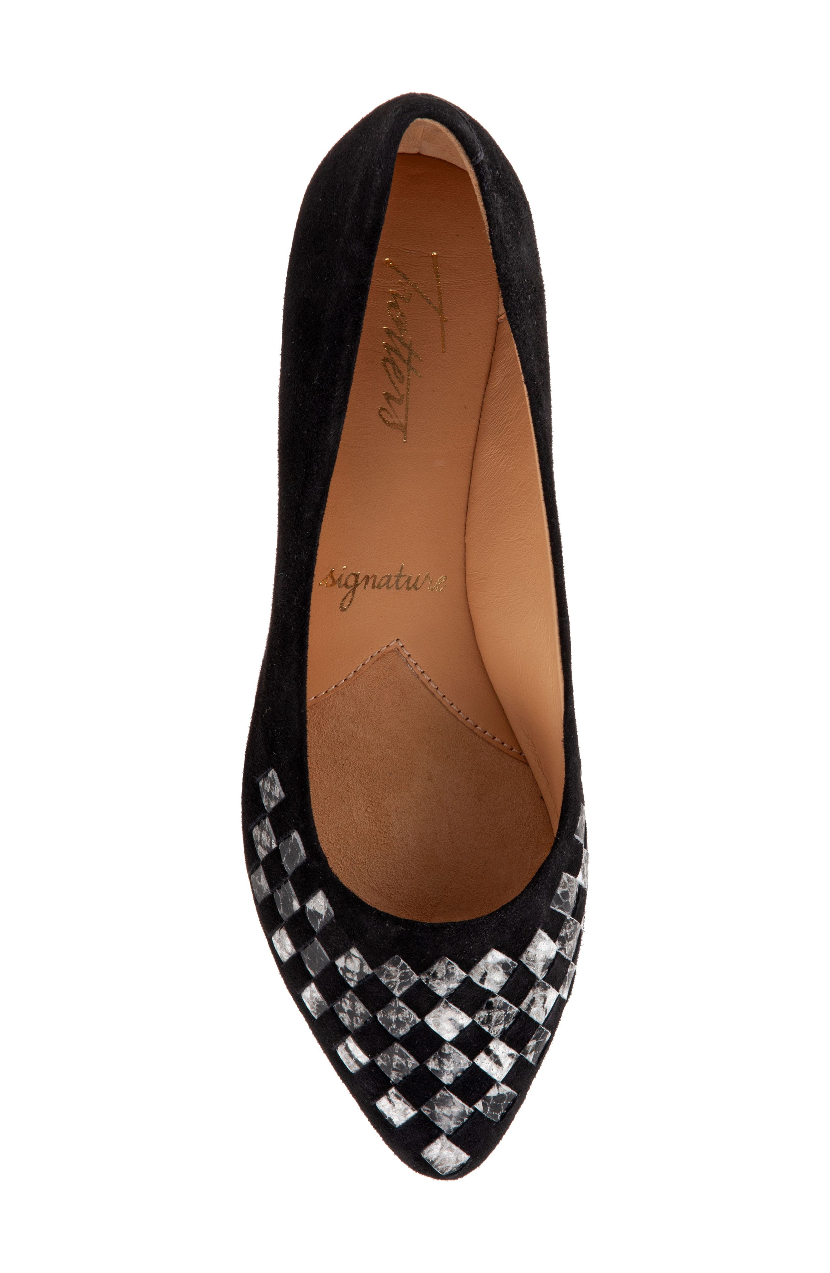 Trotters Estee Woven Flat, Alternate, color, Black Sue/ Snake
