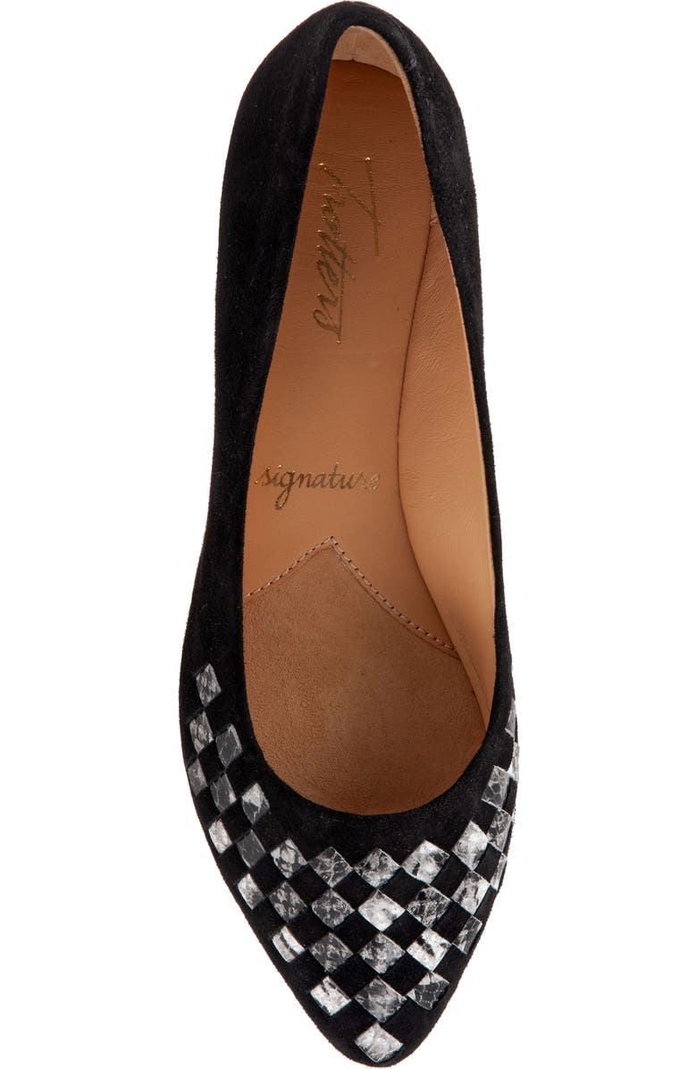 Trotters Estee Woven Flat, Alternate, color, Black Sue/ Snake