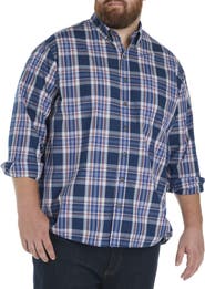 Harbor Bay by DXL Big & Tall Easy-Care Large Plaid Sport Shirt