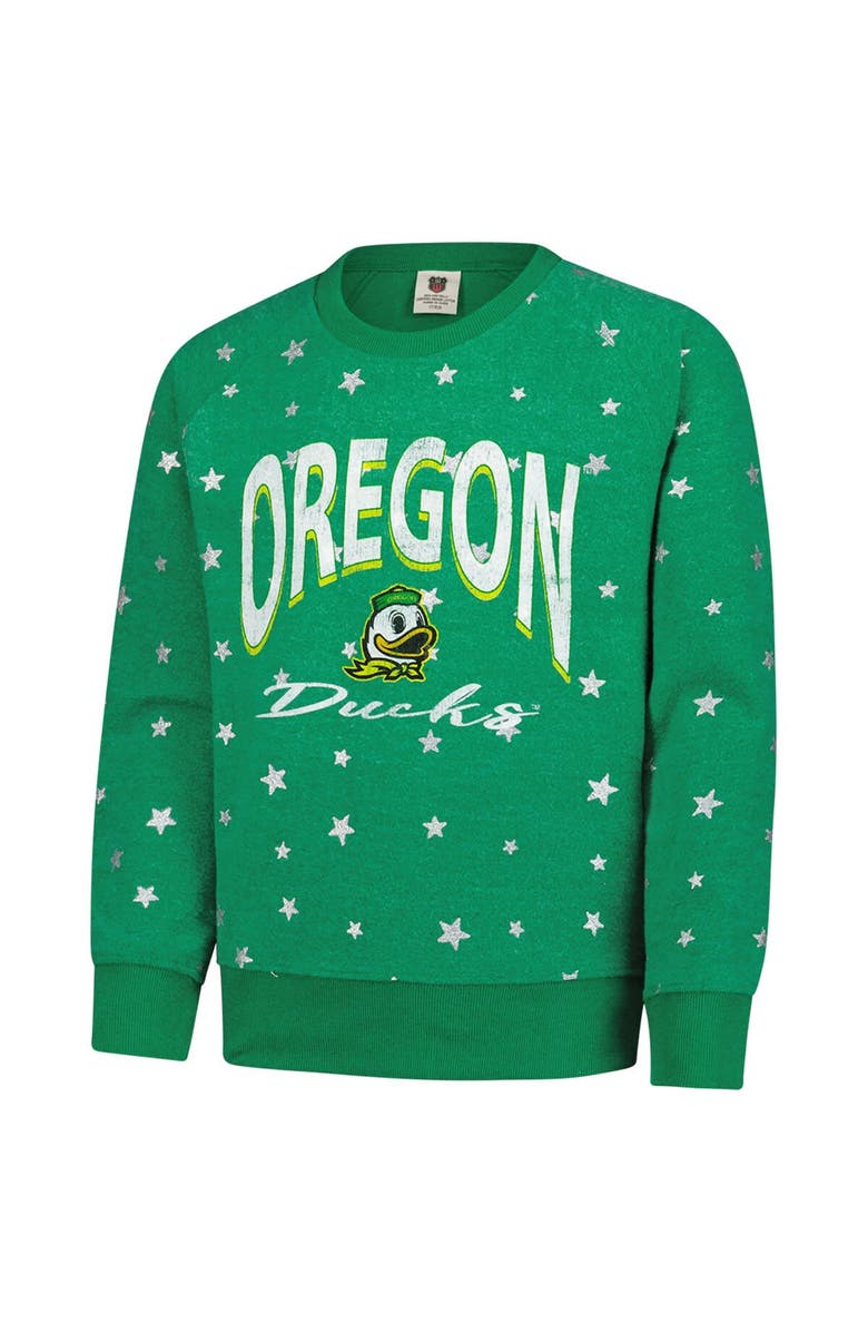 Wes & Willy Girls Youth Wes & Willy Green Oregon Ducks Shimmer Star Reverse Sweatshirt, Alternate, color, Green