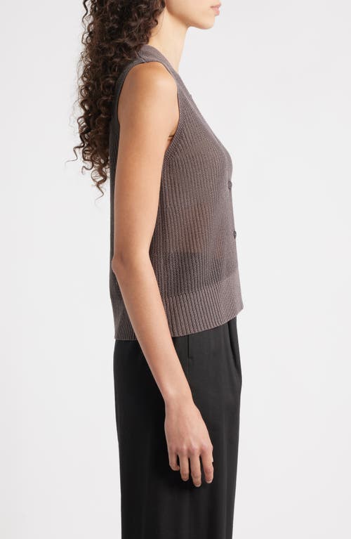 Eileen Fisher Organic Cotton & Silk Sweater Vest In Brown