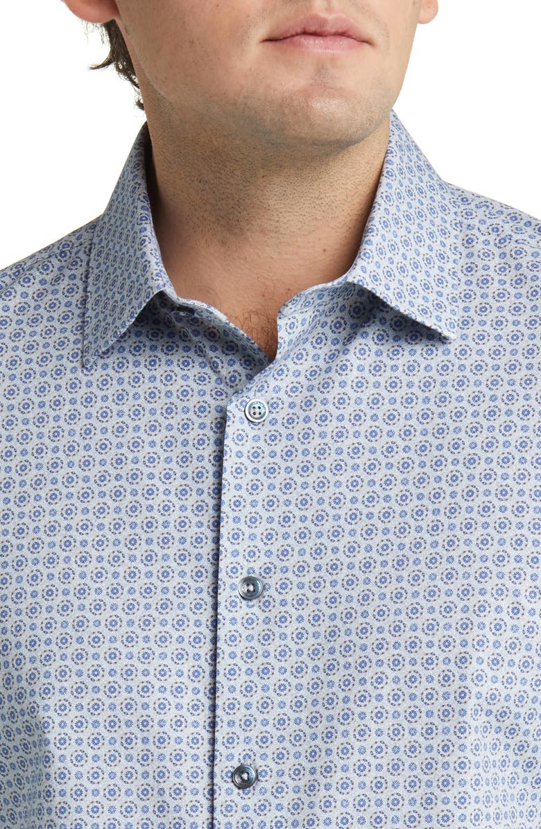 Bugatchi James OoohCotton<sup>®</sup> Plaid Print Stretch Cotton Button-Up Shirt, Alternate, color, Navy