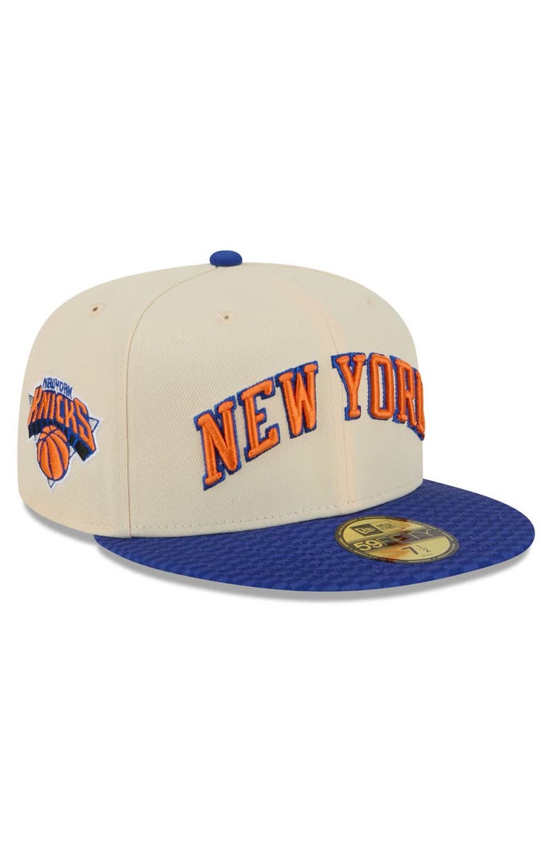 New Era Men's New Era Cream/Blue New York Knicks 2025/26 City Edition 59FIFTY Fitted Hat, Main, color, Cream