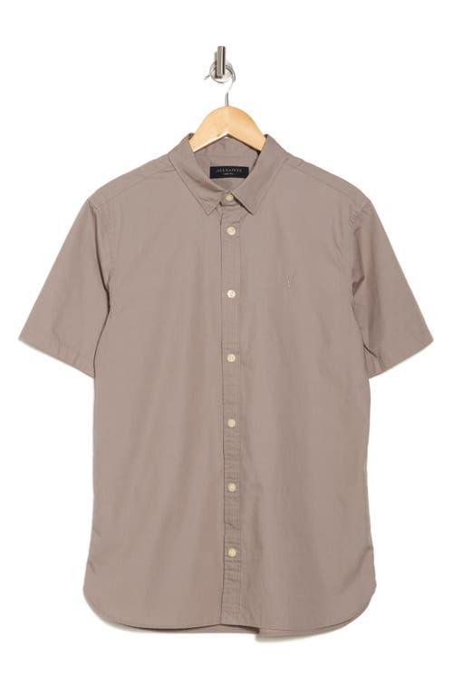 Allsaints Riviera Short Sleeve Button-up Shirt In Chestnut Brown