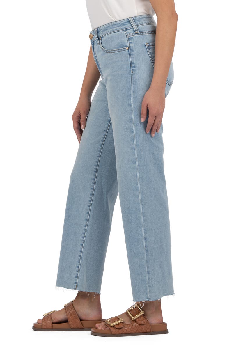 KUT from the Kloth Raw Hem Mid Rise Ankle Wide Leg Jeans, Alternate, color, Block