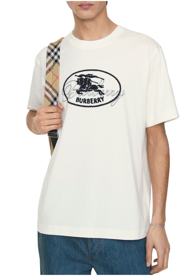 Knight Stamp Cotton T-shirt, Main, color, Chalk white