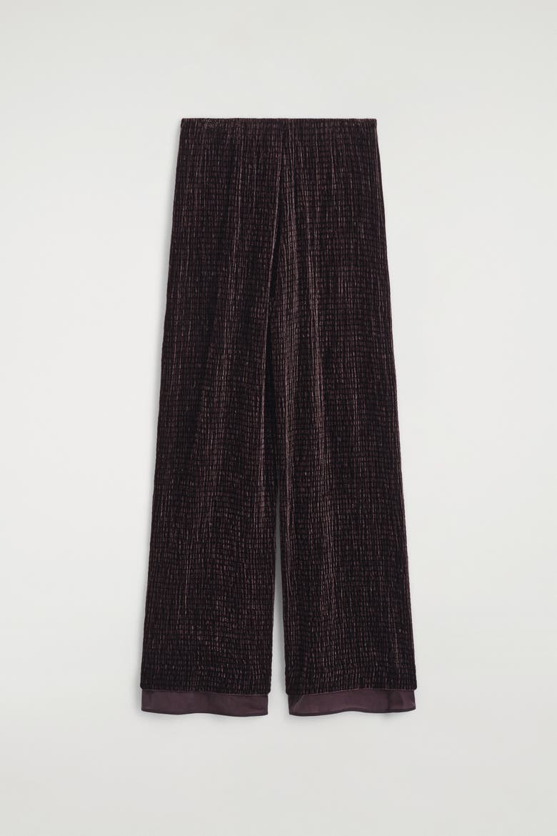 Plissé Velvet Pants, Alternate, color, CHOCOLATE