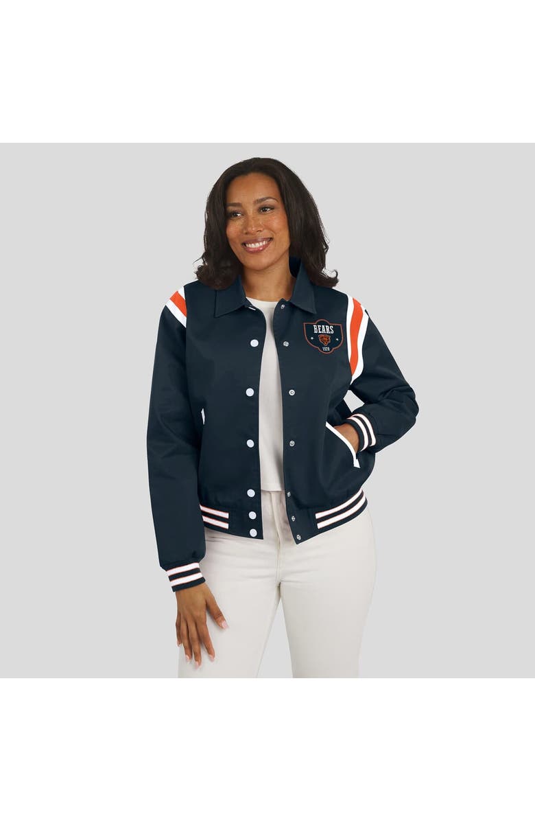 WEAR by Erin Andrews Women's WEAR by Erin Andrews Navy Chicago Bears Varsity Lightweight Full-Snap Jacket, Alternate, color, Navy