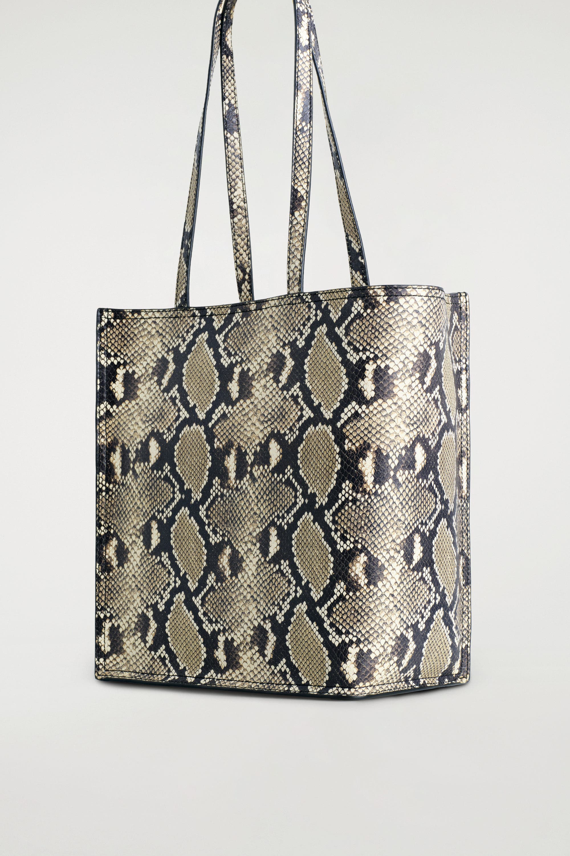 COS Townhouse Shopper Bag - Leather, Alternate, color, Beige / Snakeskin Effect