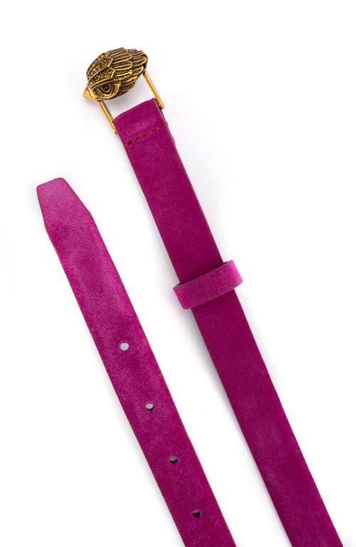 Kurt Geiger London Eagle Buckle Suede Belt In Pink