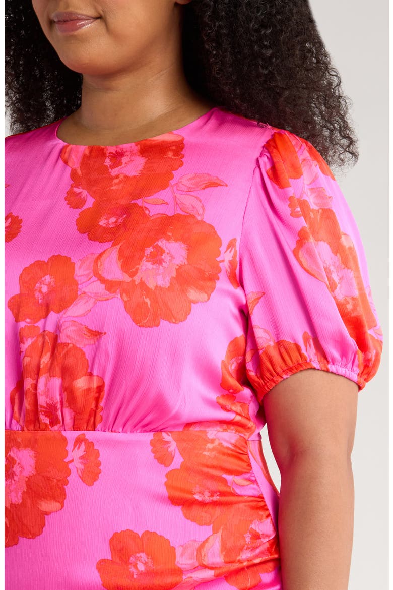 Lailah Floral Balboa Asymmetric Midi Dress, Alternate, color, MAGENTA RED