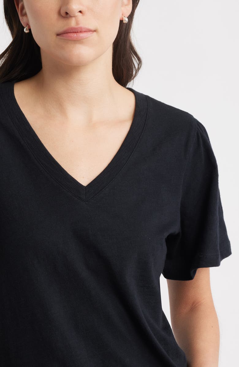 Caslon<sup>®</sup> Bell Sleeve V-Neck T-Shirt, Alternate, color, Black