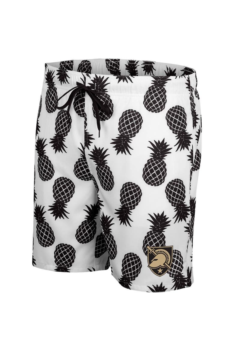 Men's Colosseum White/Black Army Black Knights Pineapple Swim Shorts, Alternate, color, White