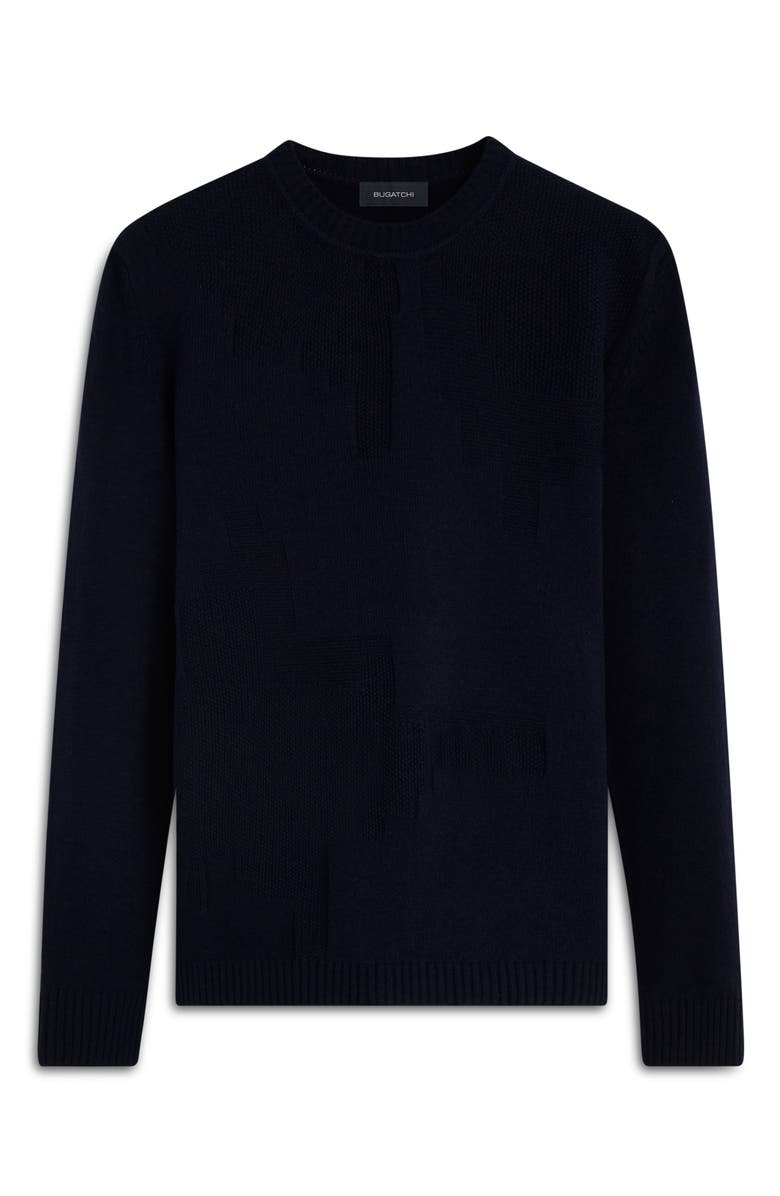 Bugatchi Merino Wool Blend Crewneck Sweater, Alternate, color, Navy