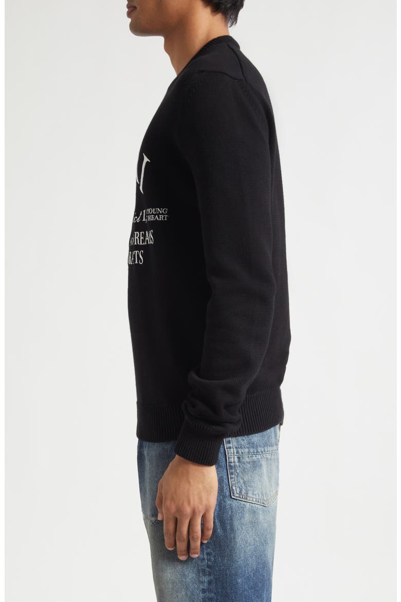 Arts District Embroidered Cotton Crewneck Sweater, Alternate, color, BLACK