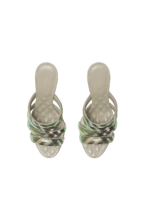 Burberry Check Mesh Mews Strap Mules In Artichoke