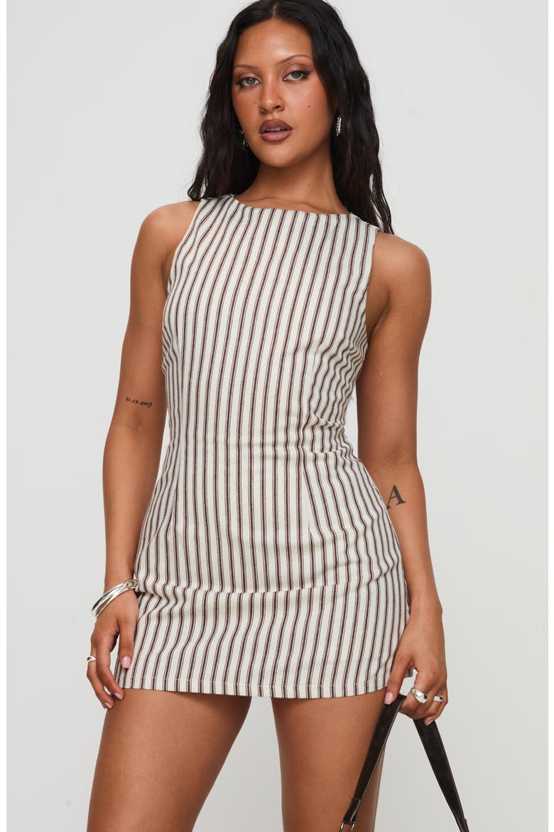 Yumiko Stripe Romper, Alternate, color, BROWN