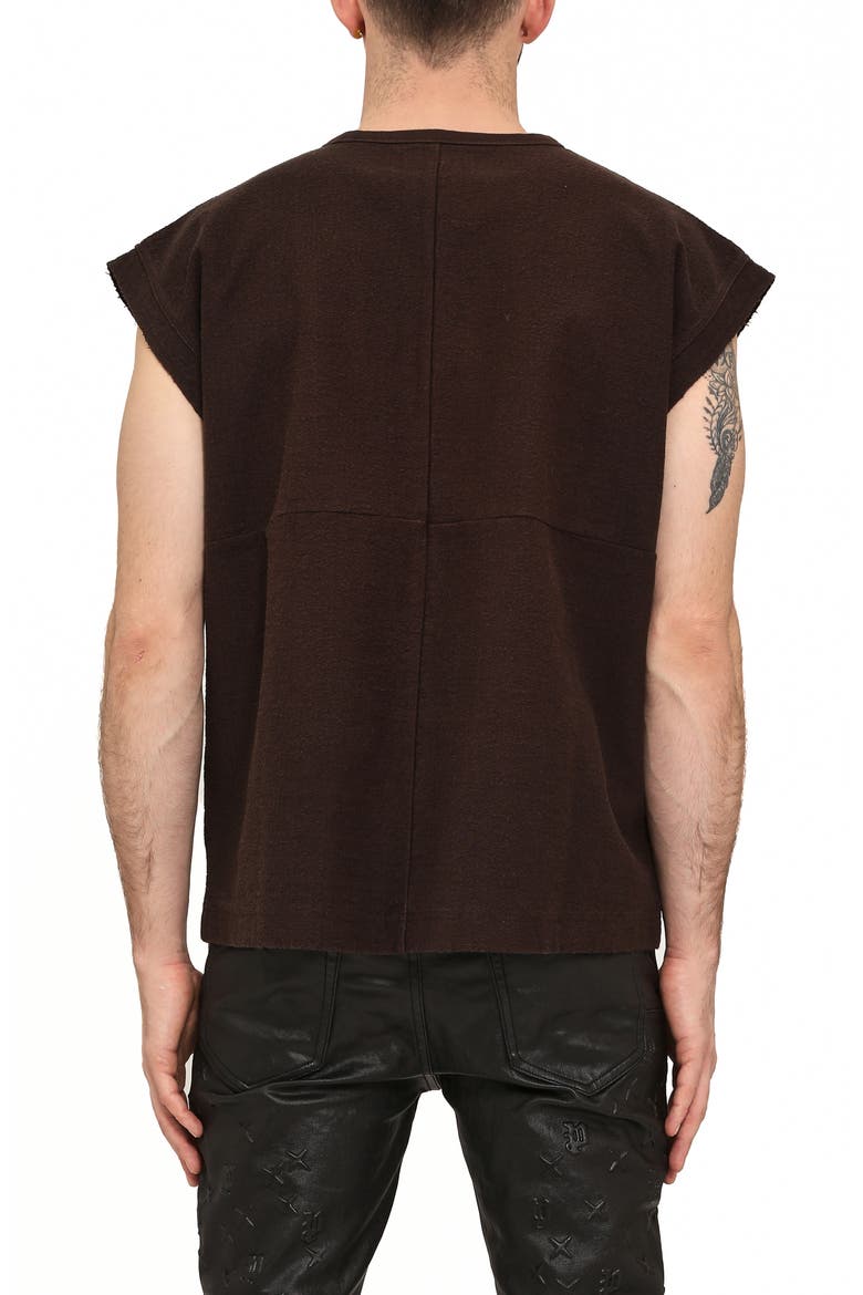 Oversize Textured Cotton Jersey Muscle Tee, Alternate, color, BROWN