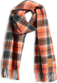 Ganni Check Plaid Wool Scarf
