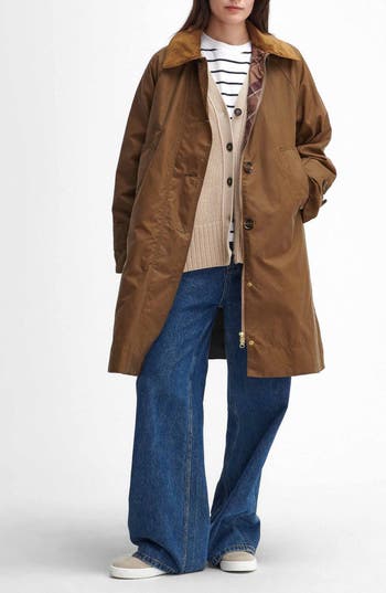Barbour Hartwick Water Resistant Waxed Cotton Coat In Brown