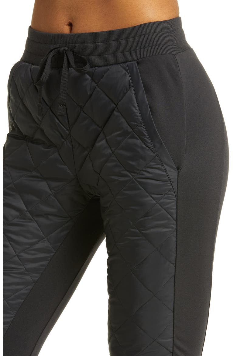 Warming Airbrush High-Waist Puffer Pants, Alternate, color, BLACK