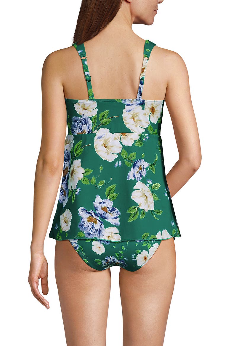 Adjustable Scoop Neck Flutter Tankini Top, Alternate, color, Island Emerald Petunia Floral