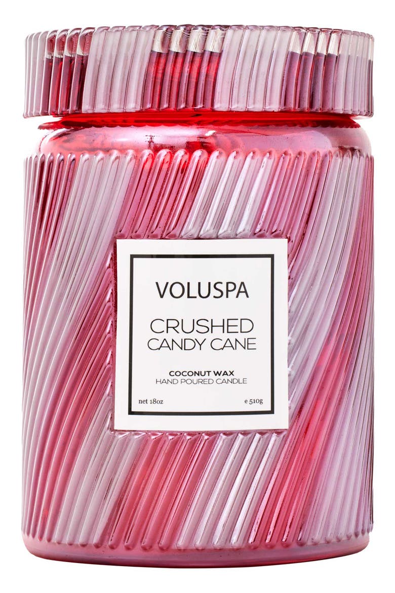 Crushed Candy Cane Large Jar Candle, Alternate, color, RED & WHITE